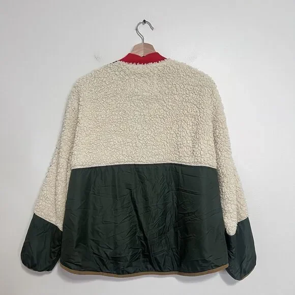 THE GREAT x Eddie Bauer Colorblock Sherpa Fleece Jacket Women’s L Zip Up Outdoor - Picture 5 of 9